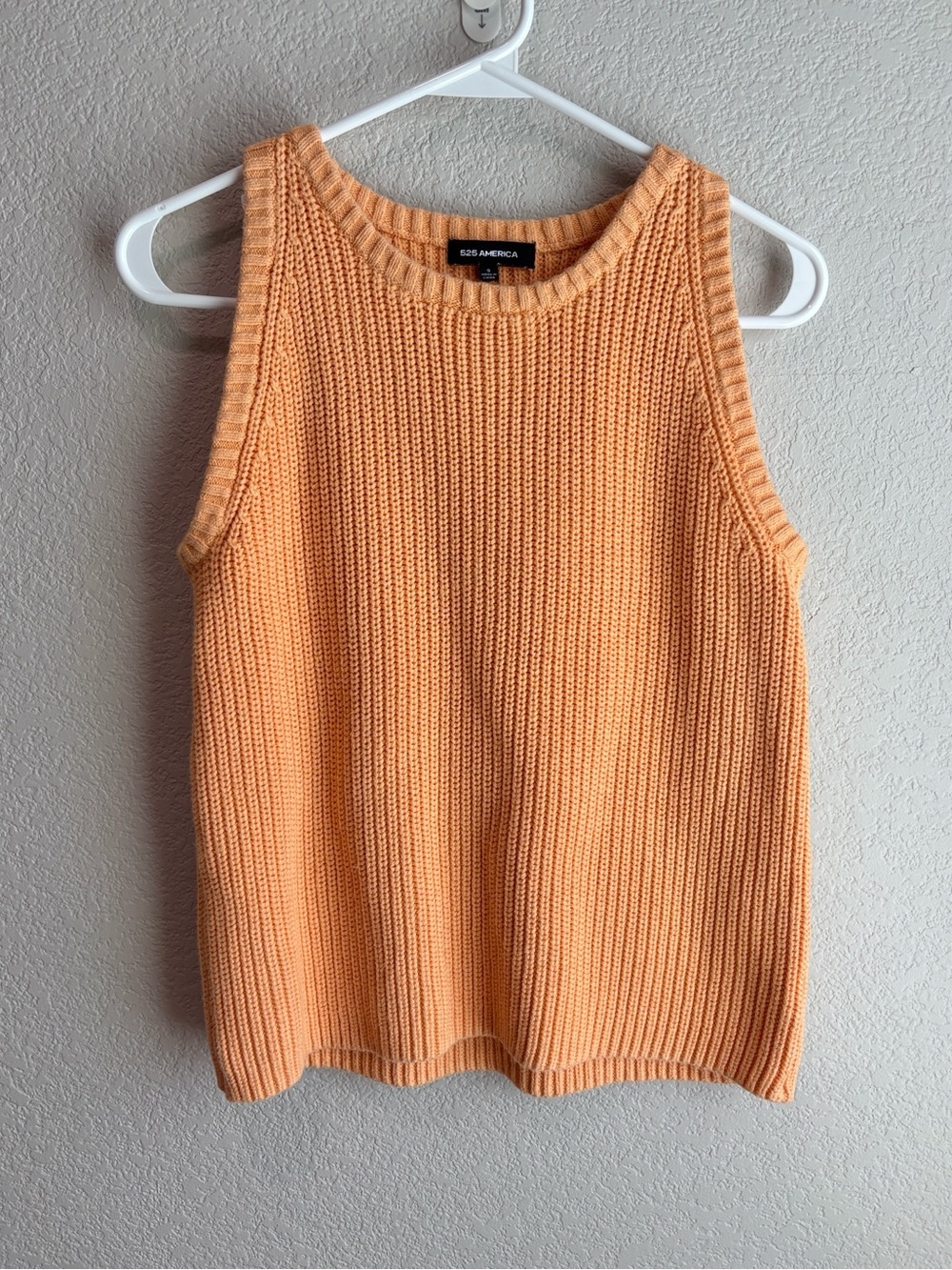 525 America Ribbed Knit Sleeveless Sweater Tank Top Orange Women’s Size Small